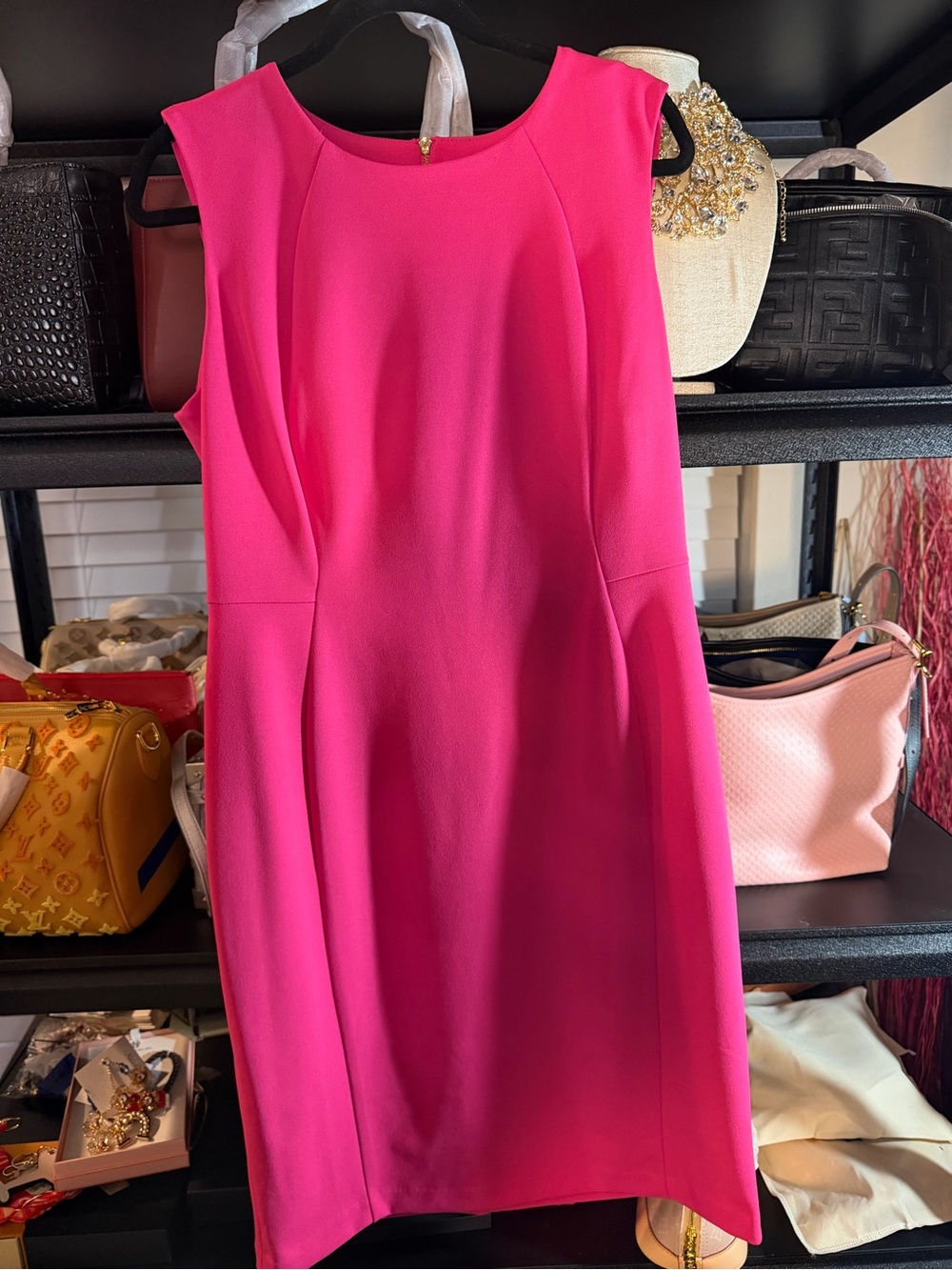 DKNY Hot Pink Sleeveless Sheath Dress